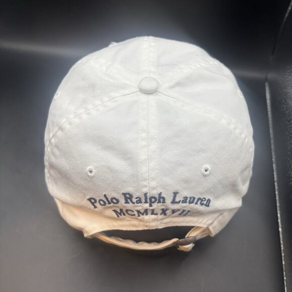 Vintage Polo Ralph Lauren Big Pony Strap Back Adjustable White Hat Cap - Picture 3 of 5